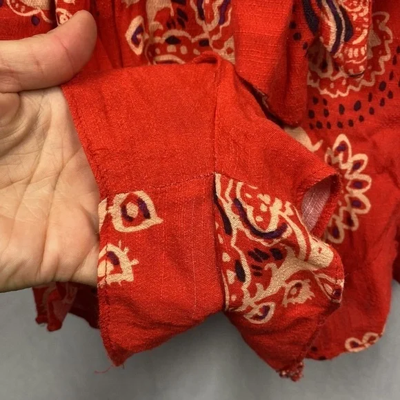 Free People All The Right Ruffles Romper - Orange - Size XS - Picture 7 of 11